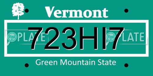 723HI7 Vermont License Plate