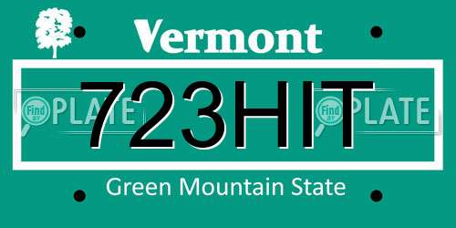 723HIT Vermont License Plate