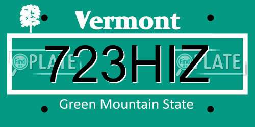 723HIZ Vermont License Plate