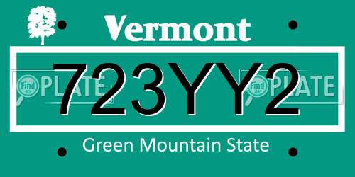 723YY2 Vermont License Plate