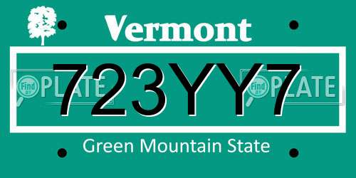 723YY7 Vermont License Plate