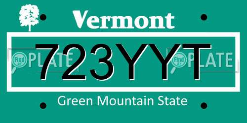 723YYT Vermont License Plate