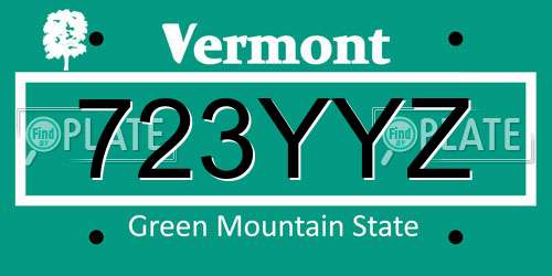 723YYZ Vermont License Plate