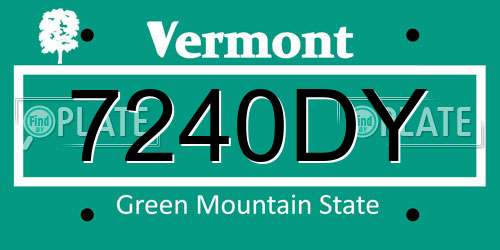 7240DY Vermont License Plate