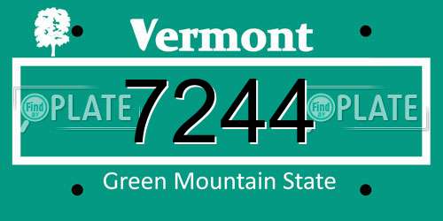 7244 Vermont License Plate