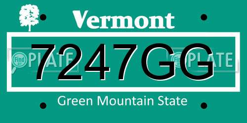 7247GG Vermont License Plate