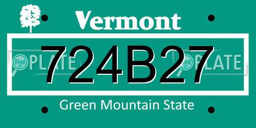 724B27 Vermont License Plate