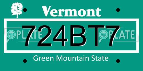 724BT7 Vermont License Plate