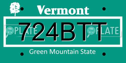 724BTT Vermont License Plate
