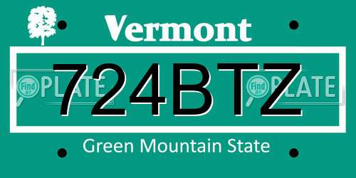 724BTZ Vermont License Plate