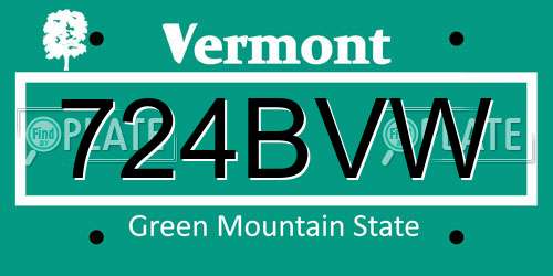 724BVW Vermont License Plate