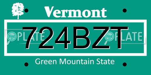 724BZT Vermont License Plate