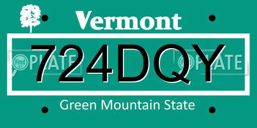 724DQY Vermont License Plate