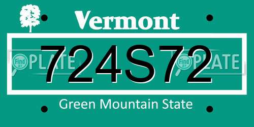 724S72 Vermont License Plate