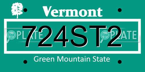 724ST2 Vermont License Plate
