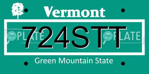 724STT Vermont License Plate