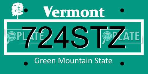 724STZ Vermont License Plate