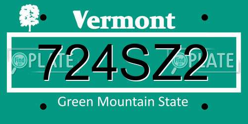 724SZ2 Vermont License Plate
