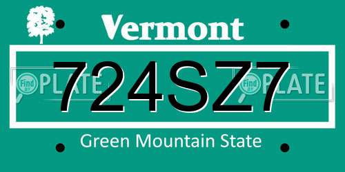 724SZ7 Vermont License Plate