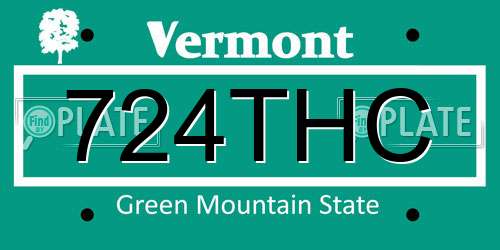 724THC Vermont License Plate