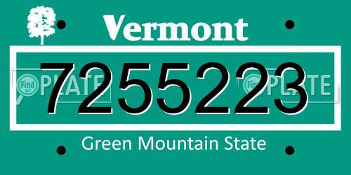 7255223 Vermont License Plate