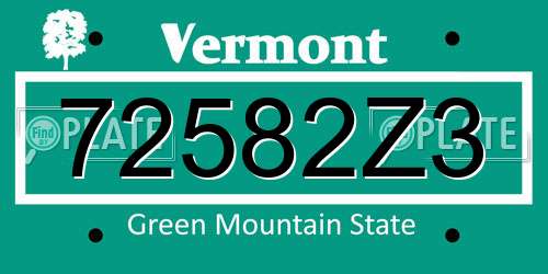 72582Z3 Vermont License Plate
