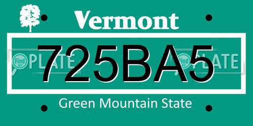 725BA5 Vermont License Plate