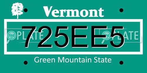 725EE5 Vermont License Plate