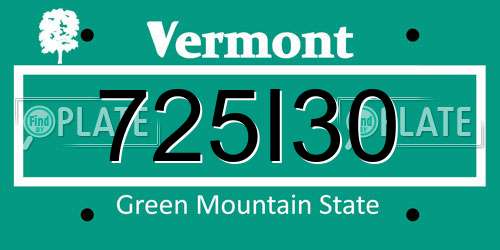 725I30 Vermont License Plate