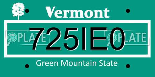 725IE0 Vermont License Plate