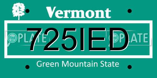 725IED Vermont License Plate