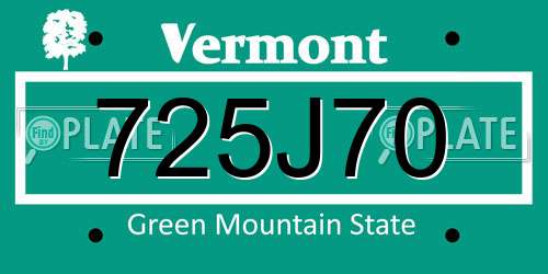 725J70 Vermont License Plate