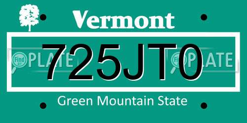 725JT0 Vermont License Plate