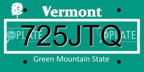 725JTQ Vermont License Plate