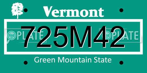 725M42 Vermont License Plate