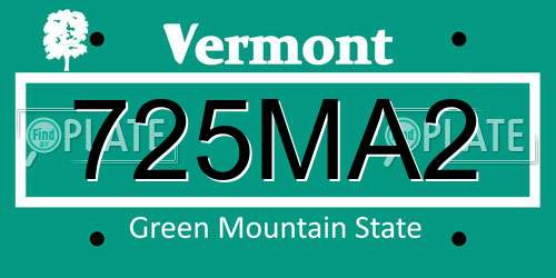 725MA2 Vermont License Plate