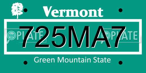 725MA7 Vermont License Plate