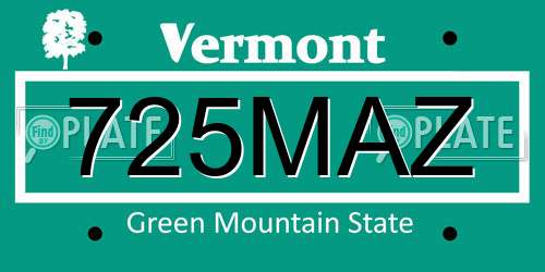 725MAZ Vermont License Plate