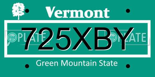 725XBY Vermont License Plate
