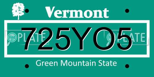725YO5 Vermont License Plate