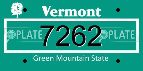7262 Vermont License Plate