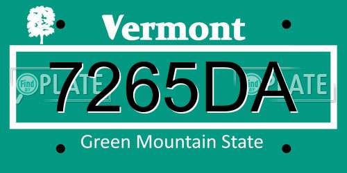 7265DA Vermont License Plate