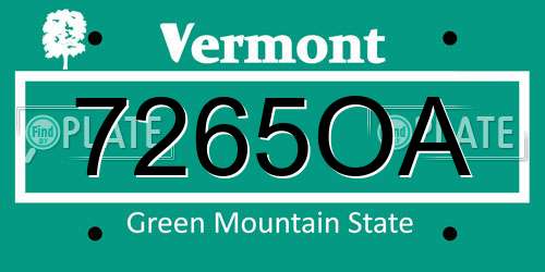7265OA Vermont License Plate
