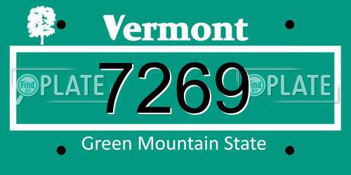 7269 Vermont License Plate