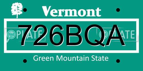 726BQA Vermont License Plate