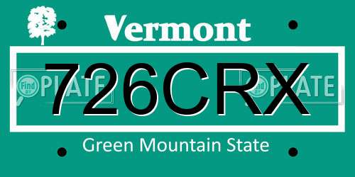 726CRX Vermont License Plate