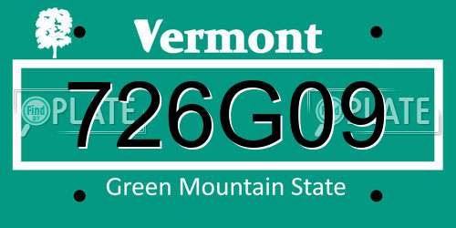 726G09 Vermont License Plate