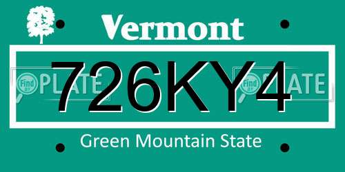726KY4 Vermont License Plate