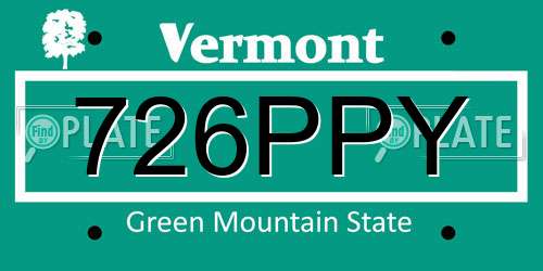 726PPY Vermont License Plate