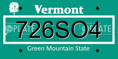 726SO4 Vermont License Plate